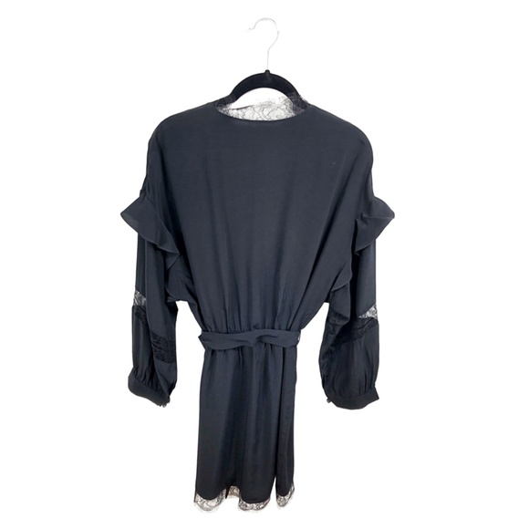 Wrap black viscose dress with lace trim - Picture 8 of 8